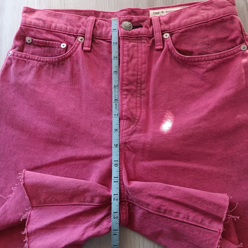 Rag & Bone Maya Jean Short 6" High Rise Bright Fuchsia Organic Cotton Size 28 - Picture 13 of 14